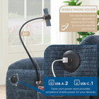 140 Chenille U-Shaped Modular Sectional Sofa with 31.5 Wide Seats, USB/Type-C Chargers & Storage Pockets