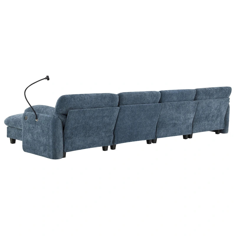 140 Chenille U-Shaped Modular Sectional Sofa with 31.5 Wide Seats, USB/Type-C Chargers & Storage Pockets