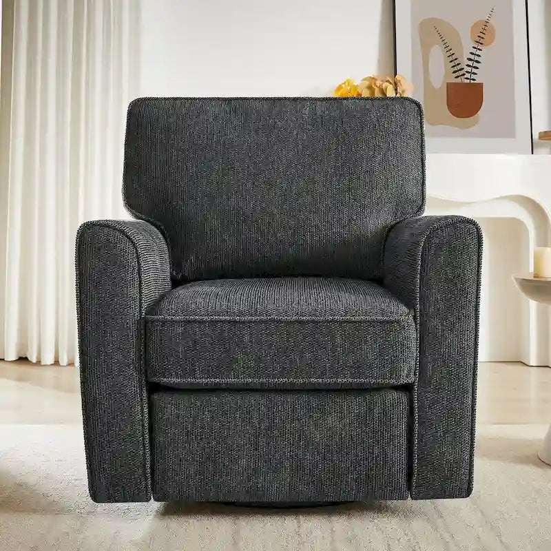 Accent Barrel Chair with Side Pockets360 Swivel Office Chair Chenille Armchair for Office