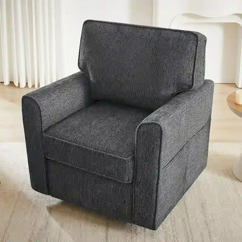 Accent Barrel Chair with Side Pockets360 Swivel Office Chair Chenille Armchair for Office