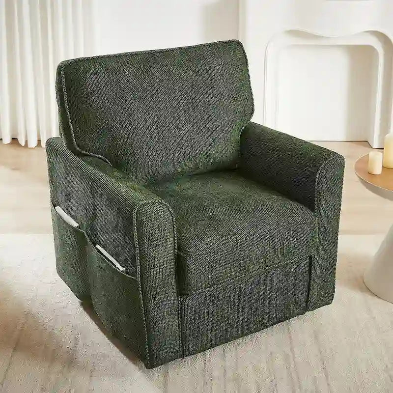 Accent Barrel Chair with Side Pockets360 Swivel Office Chair Chenille Armchair for Office