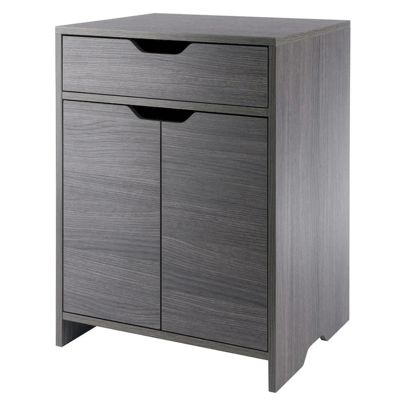 Two Shelf Storage Cabinet with Drawer - 26.25 - Charcoal Gray