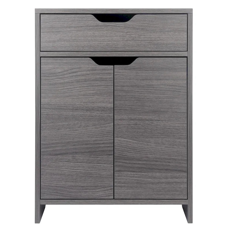 Two Shelf Storage Cabinet with Drawer - 26.25 - Charcoal Gray