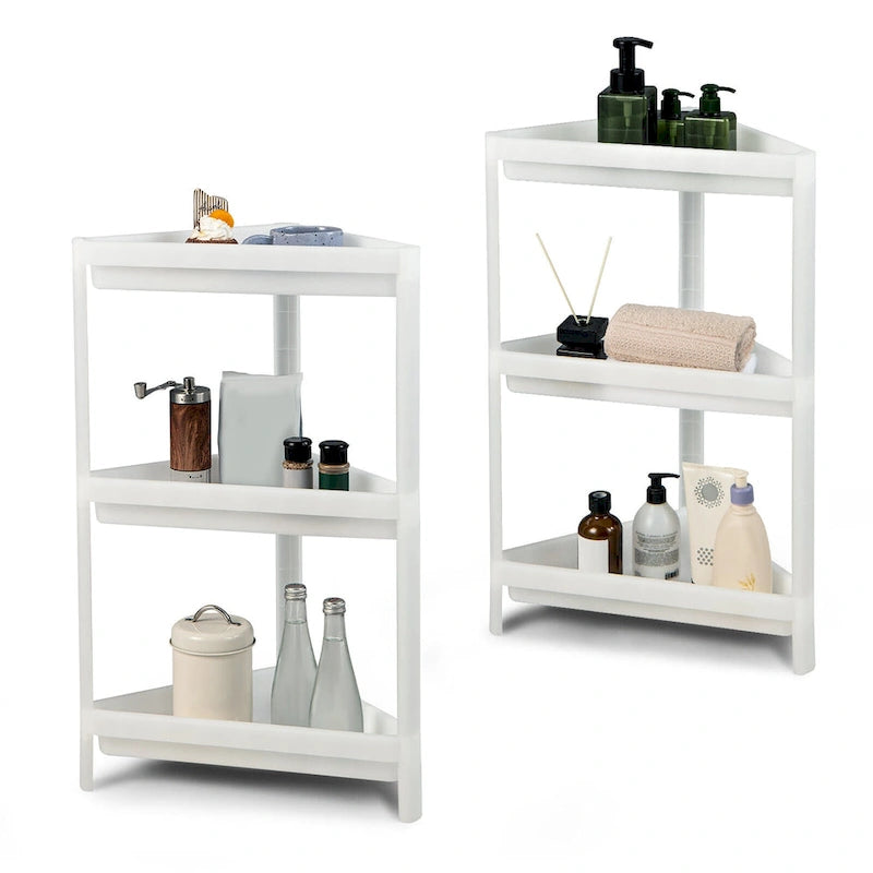  2PCS 3 Tier Detachable Floor Corner Shower Shelf Counter Corner