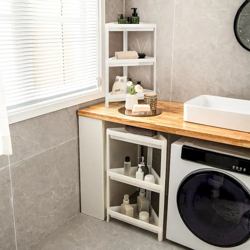 2PCS 3 Tier Detachable Floor Corner Shower Shelf Counter Corner