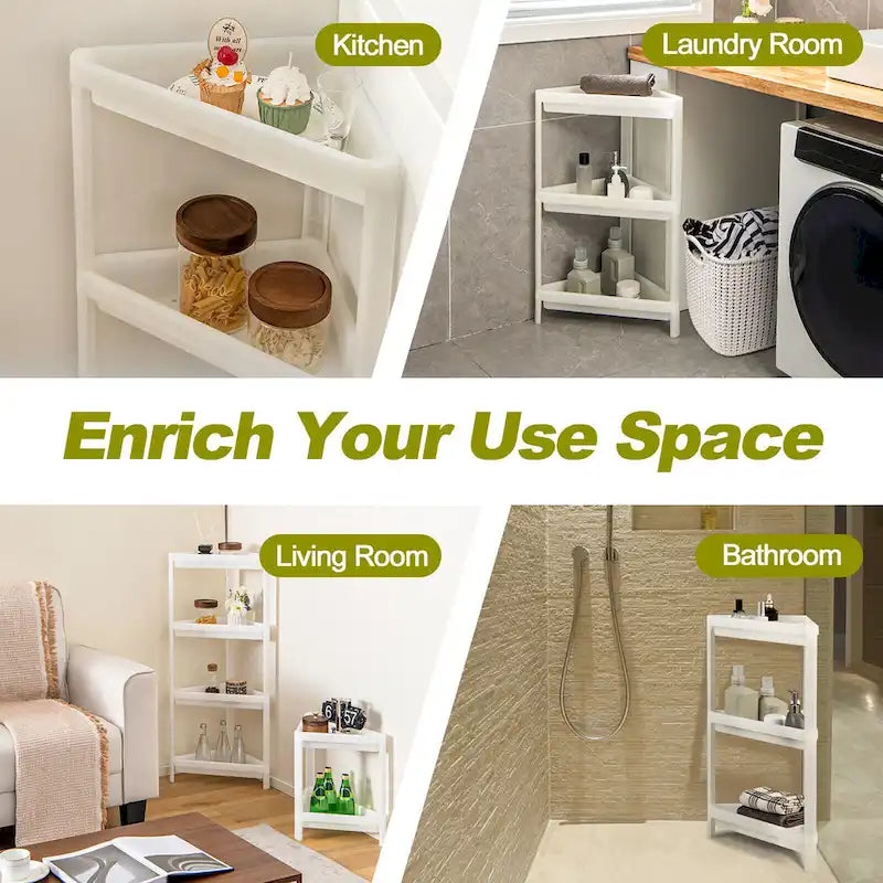 2PCS 3 Tier Detachable Floor Corner Shower Shelf Counter Corner