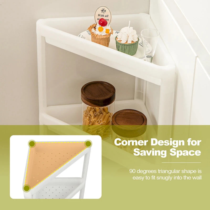 2PCS 3 Tier Detachable Floor Corner Shower Shelf Counter Corner