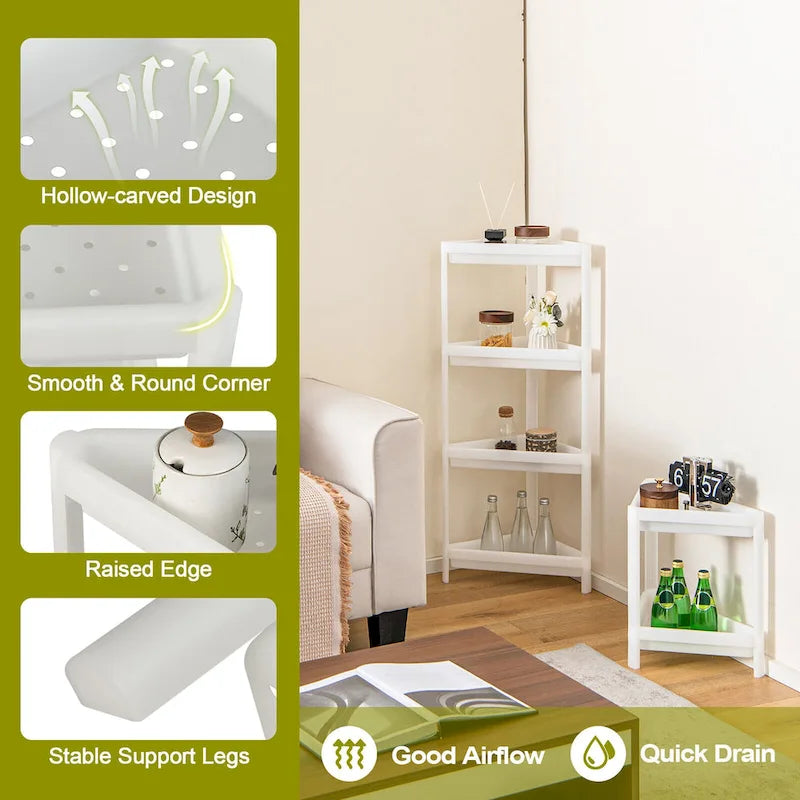 2PCS 3 Tier Detachable Floor Corner Shower Shelf Counter Corner