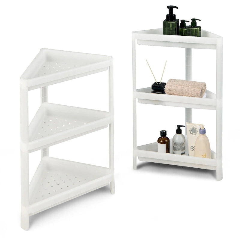 2PCS 3 Tier Detachable Floor Corner Shower Shelf Counter Corner