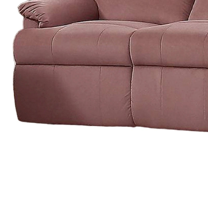 Karry Manual Recliner Sofa, Blush Pink Velvet, Solid Wood, 73 Inch
