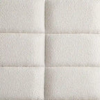 Lyni California King Bed, Grid Tufted Ivory Upholstery, Oak Brown