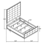 Lyni California King Bed, Grid Tufted Ivory Upholstery, Oak Brown