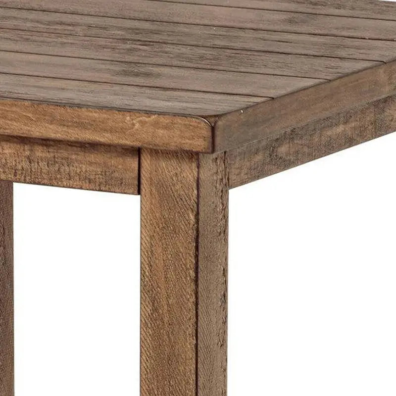 Ayne Side End Table, 1 Shelf, Distressed Brown Wood, Square 20 Inch