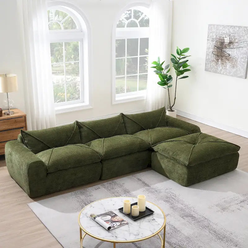116-In Modern Chenille Sectional Sofa with High Density Foam,No Assembly Required