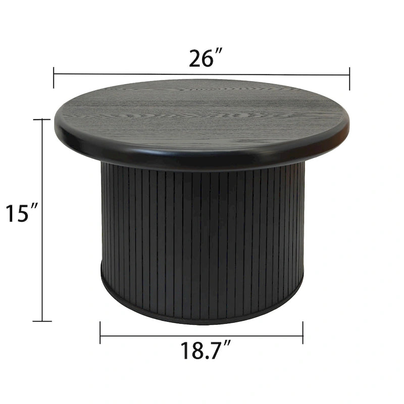 Modern Round Coffee Table Set Double Table Combination Coffee Table with Fluted Table Leg, for Living Room