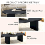 Modern Coffee Table Oval Coffee Table with 2 Vertical Thick Feet Rounded Edges, for Living Rooms Antique Black