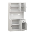 Kitchen Pantry with Microwave Countertop, Storage Cabinet with 6 Doors and 1 Drawer, Cupboard with Adjustable Shelves