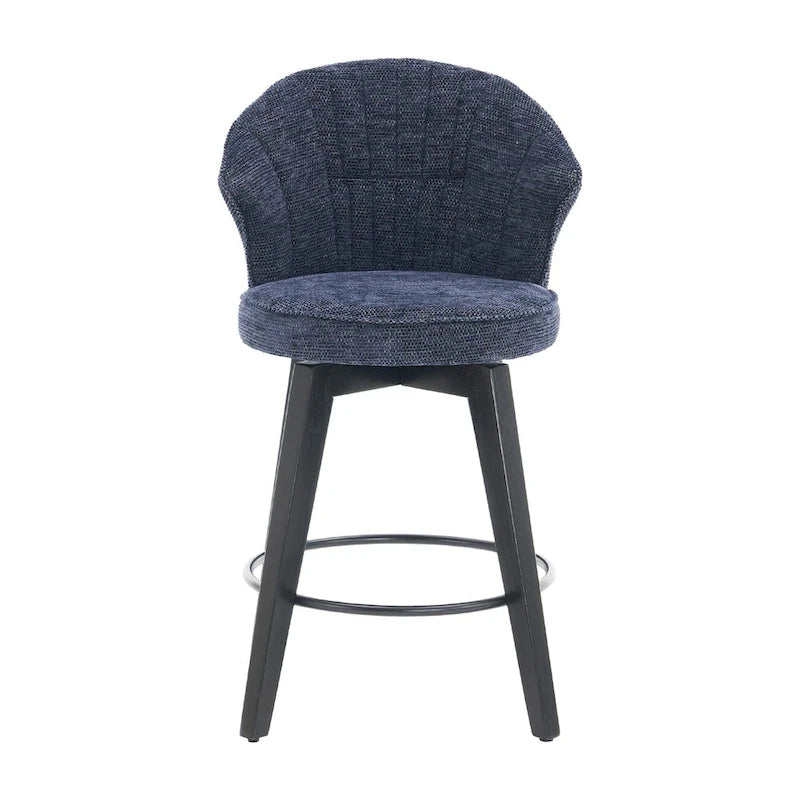 Swivel Bar Stools Set of 2, Upholstered Dining Room Chairs with Wide Backrest, Counter Height Chair with Metal Legs