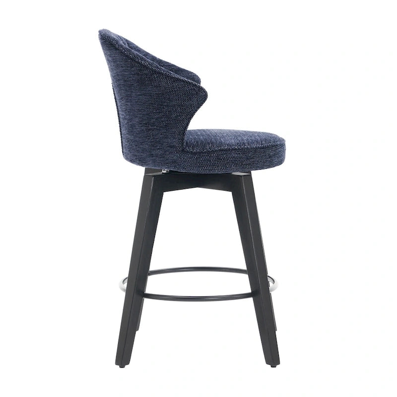 Swivel Bar Stools Set of 2, Upholstered Dining Room Chairs with Wide Backrest, Counter Height Chair with Metal Legs