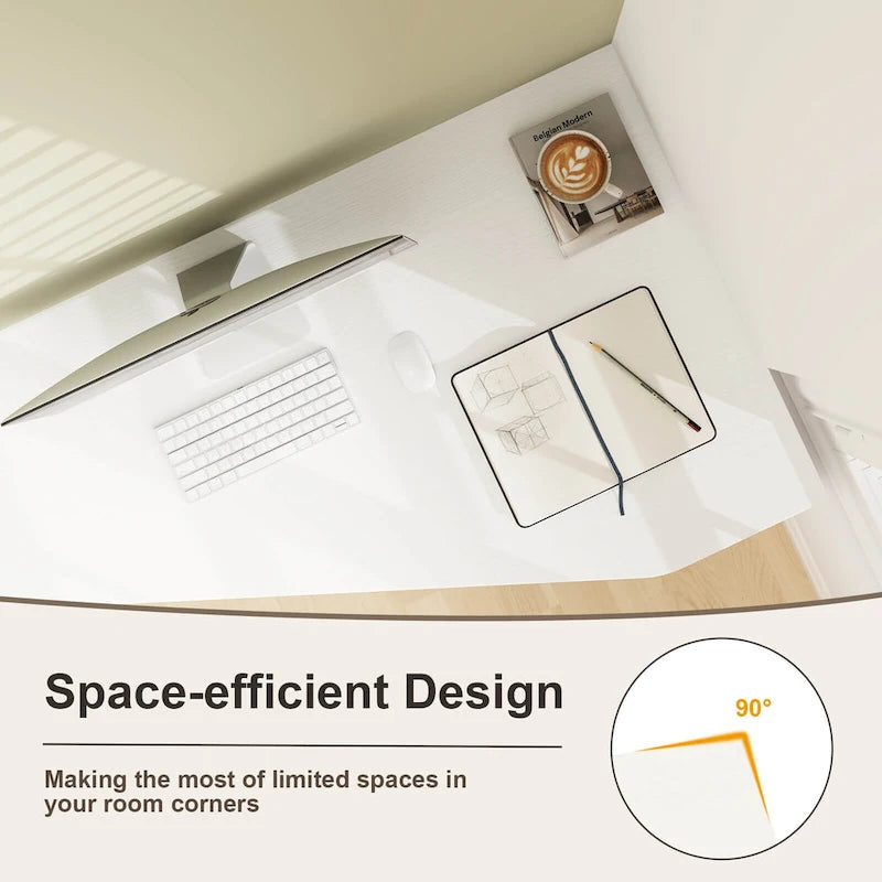 Costway L Shaped Computer Desk with Drawer & Storage Shelves for Home
