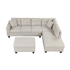 Roomfitters Modern L-Shape Sectional Sofa with Storage Ottoman, Reversible Chaise, Two Pillows, and Cup Holder