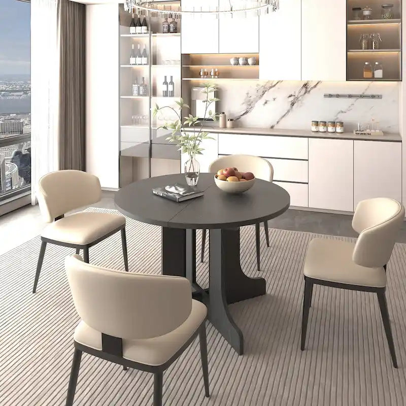 Dining Table for Farmhouse Kitchen with Expandable Oval Table Top