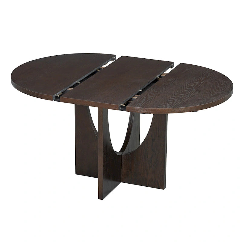 Modern 5-Piece Round Dining Table with 16.2 Removable Leaf