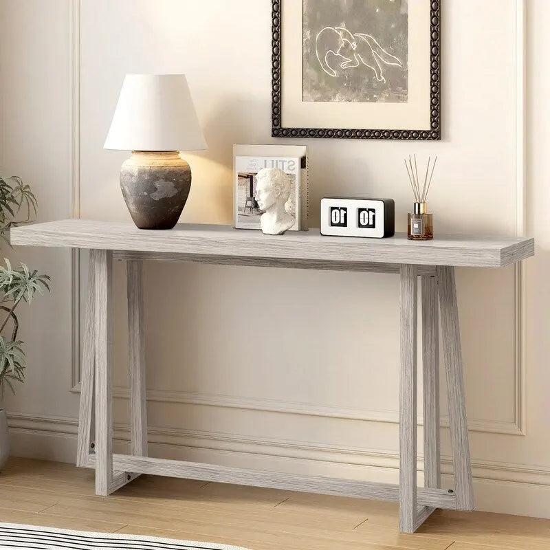 Stylish 60 Console Table, Rectangular Outdoor Entryway Table with Sturdy Construction for Hall Use