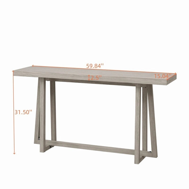 Stylish 60 Console Table, Rectangular Outdoor Entryway Table with Sturdy Construction for Hall Use