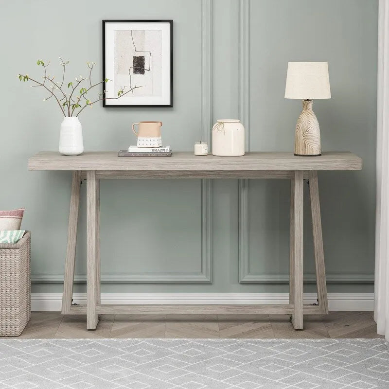 Stylish 60 Console Table, Rectangular Outdoor Entryway Table with Sturdy Construction for Hall Use