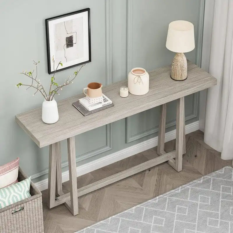 Stylish 60 Console Table, Rectangular Outdoor Entryway Table with Sturdy Construction for Hall Use