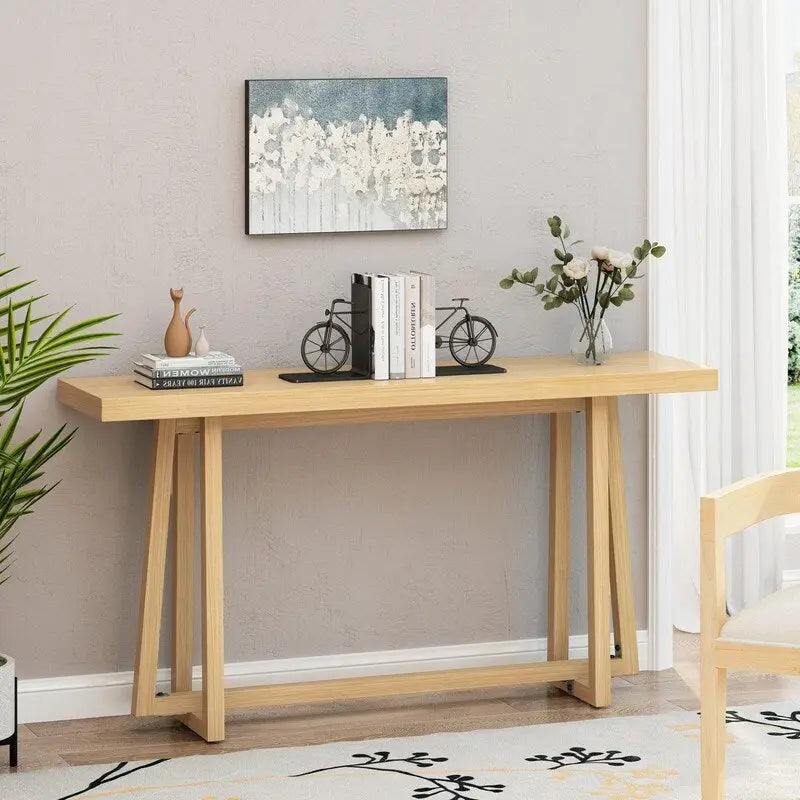 Stylish 60 Console Table, Rectangular Outdoor Entryway Table with Sturdy Construction for Hall Use