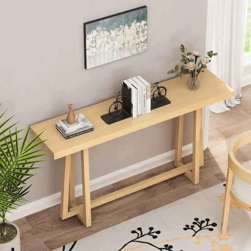 Stylish 60 Console Table, Rectangular Outdoor Entryway Table with Sturdy Construction for Hall Use