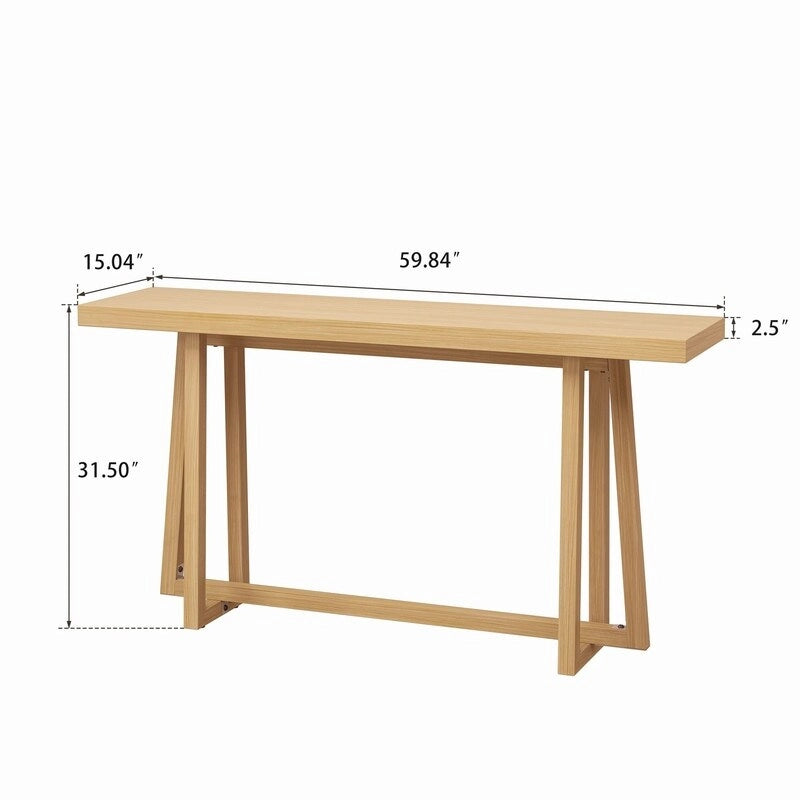 Stylish 60 Console Table, Rectangular Outdoor Entryway Table with Sturdy Construction for Hall Use