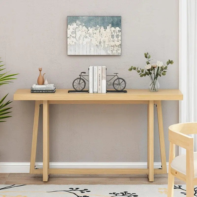 Stylish 60 Console Table, Rectangular Outdoor Entryway Table with Sturdy Construction for Hall Use