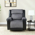 HomeRoots 39 Black And Gray Faux Leather And Fabric Manual Recliner