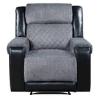 HomeRoots 39 Black And Gray Faux Leather And Fabric Manual Recliner
