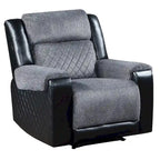 HomeRoots 39 Black And Gray Faux Leather And Fabric Manual Recliner