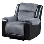 HomeRoots 39 Black And Gray Faux Leather And Fabric Manual Recliner