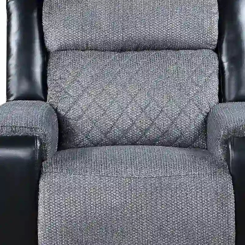 HomeRoots 39 Black And Gray Faux Leather And Fabric Manual Recliner