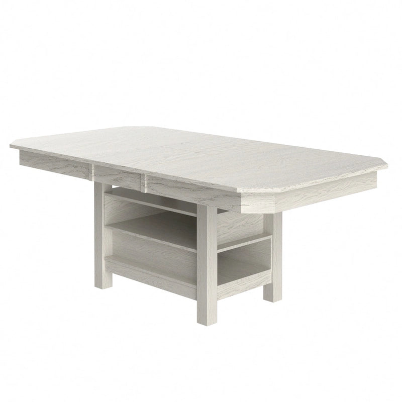 VECELO 78-inch Modern Solid Wood Rectangular Extendable Dining Table with 3 Tier Strorage Shelf