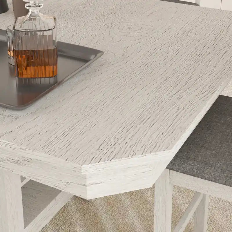 VECELO 78-inch Modern Solid Wood Rectangular Extendable Dining Table with 3 Tier Strorage Shelf
