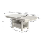 VECELO 78-inch Modern Solid Wood Rectangular Extendable Dining Table with 3 Tier Strorage Shelf