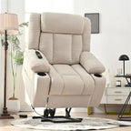 Snowflake Velvet Fabric Power Lift Recliner w/Extended Footrest
