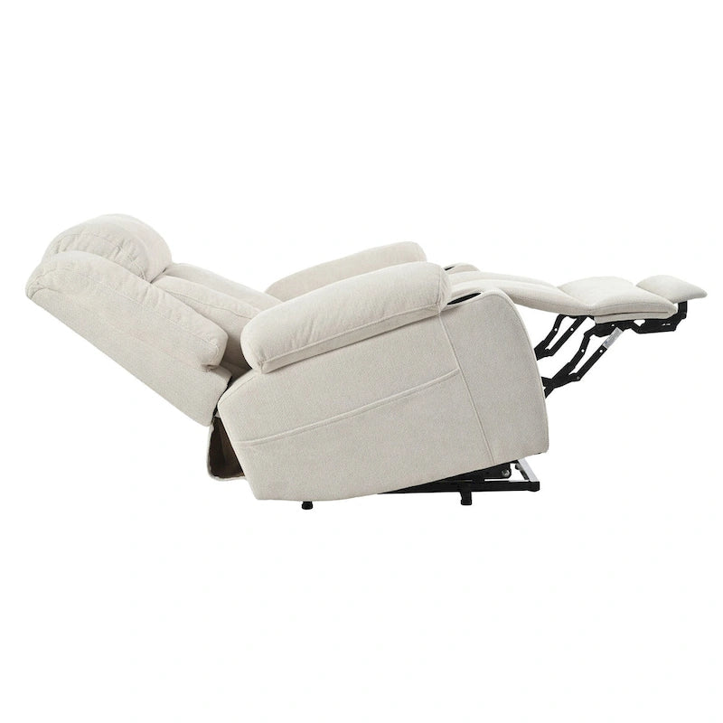 Snowflake Velvet Fabric Power Lift Recliner w/Extended Footrest