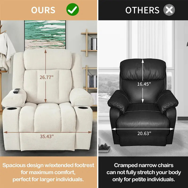 Snowflake Velvet Fabric Power Lift Recliner w/Extended Footrest