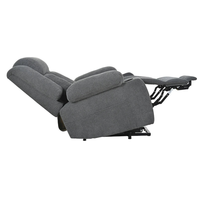 Snowflake Velvet Fabric Power Lift Recliner w/Extended Footrest