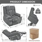 Snowflake Velvet Fabric Power Lift Recliner w/Extended Footrest