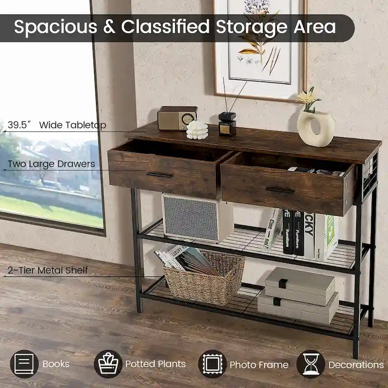 Costway Console Entryway Sofa Table with 2 Drawers for Entrance Living - See Details