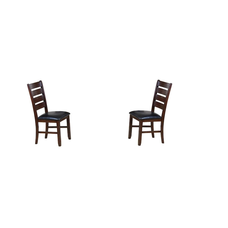 Faux Leather Ladder Back Side Chairs and Solid Wood Set of 2 - 23 L x 20 W x 40 H